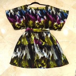 BCBGMAXAZRIA blue purple green black white dress Size S